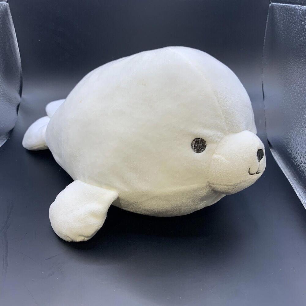 Kellytoy Baby White Seal Plush Stuffed Toy Animal  With Rattle Embroidered 2018﻿